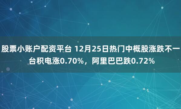 股票小账户配资平台 12月25日热门中概股涨跌不一 台积电涨0.70%，阿里巴巴跌0.72%
